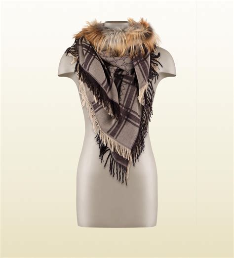 fake gucci pashmina|gucci scarf with fur trim.